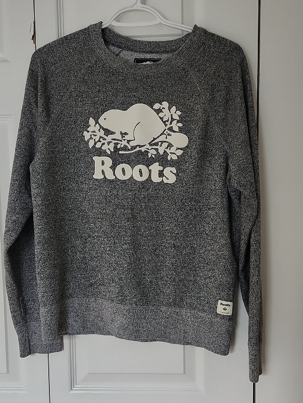 Roots Men's Grey Crewneck with White Logo